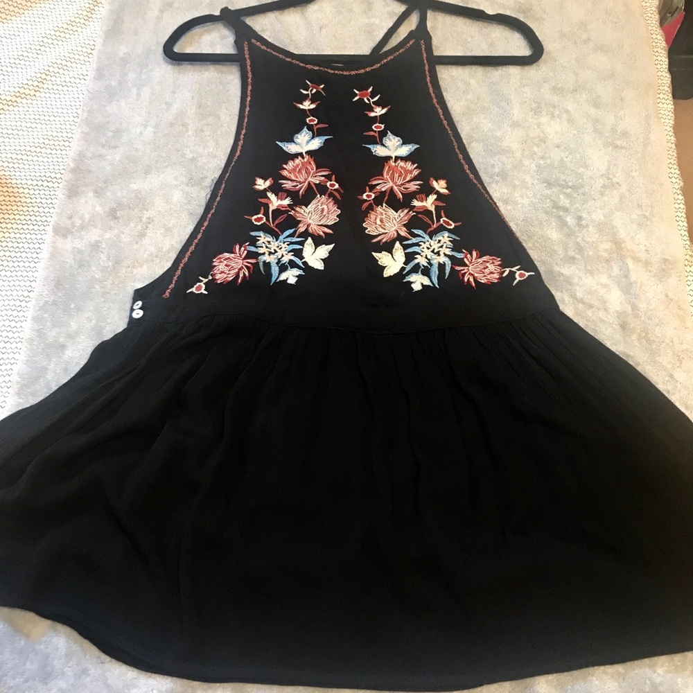 Black Floral Muscle Tee/Dress.